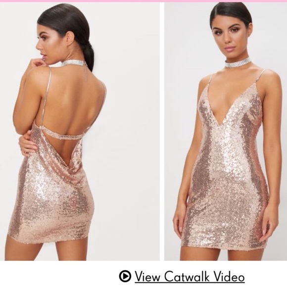 champagne sequin mini dress